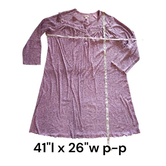 Celestial Dreams 2014 Pink Purple Floral Long Sleeve Midi Nightgown Plussize 3X - Picture 15 of 15